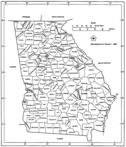 Georgia Counties Map - The Georgia Project of USGenWeb